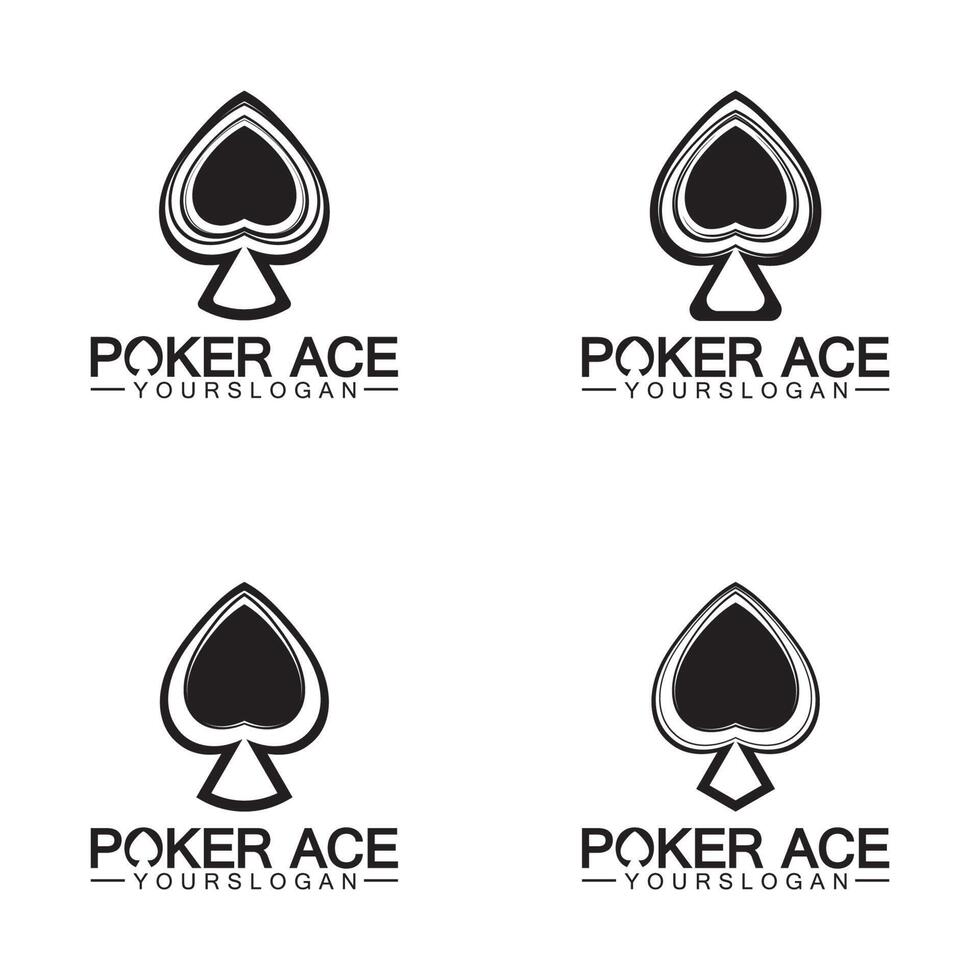 Poker-Ass-Spaten-Logo-Design für Casino-Geschäft, Glücksspiel, Kartenspiel, Spekulationen usw.-Vektor vektor