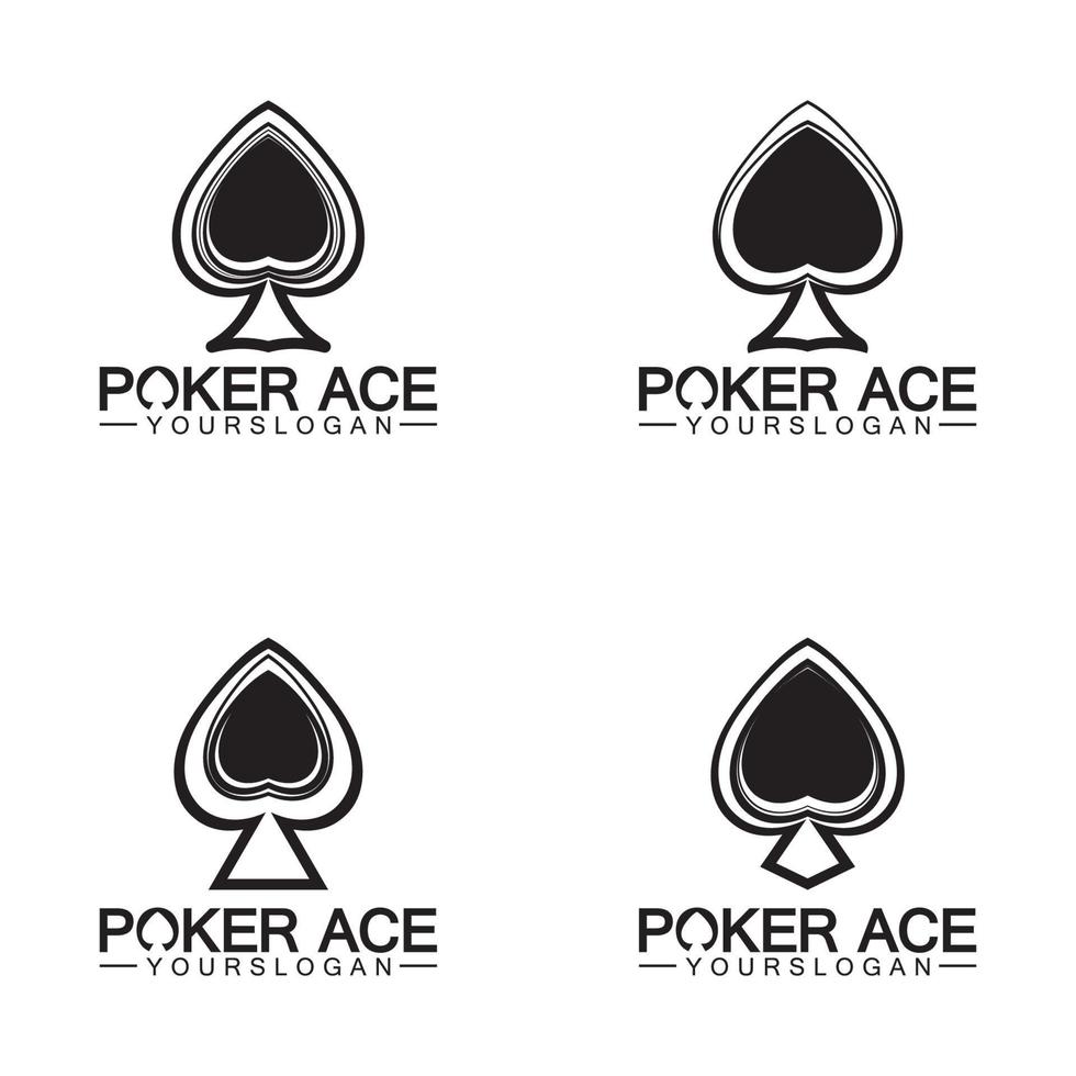 Poker-Ass-Spaten-Logo-Design für Casino-Geschäft, Glücksspiel, Kartenspiel, Spekulationen usw.-Vektor vektor