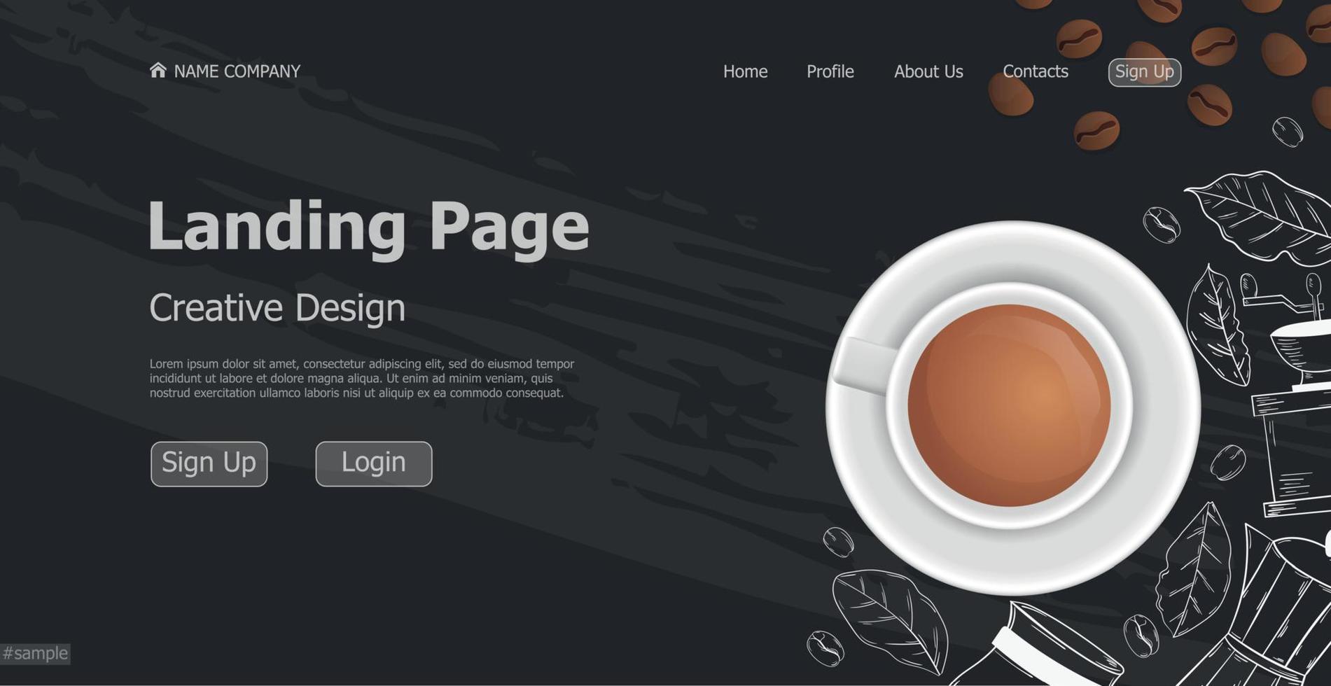 Startseite Zielseite Café Webvorlage Landing Business Seite Digitales Website Landing Page Designkonzept - Vektor