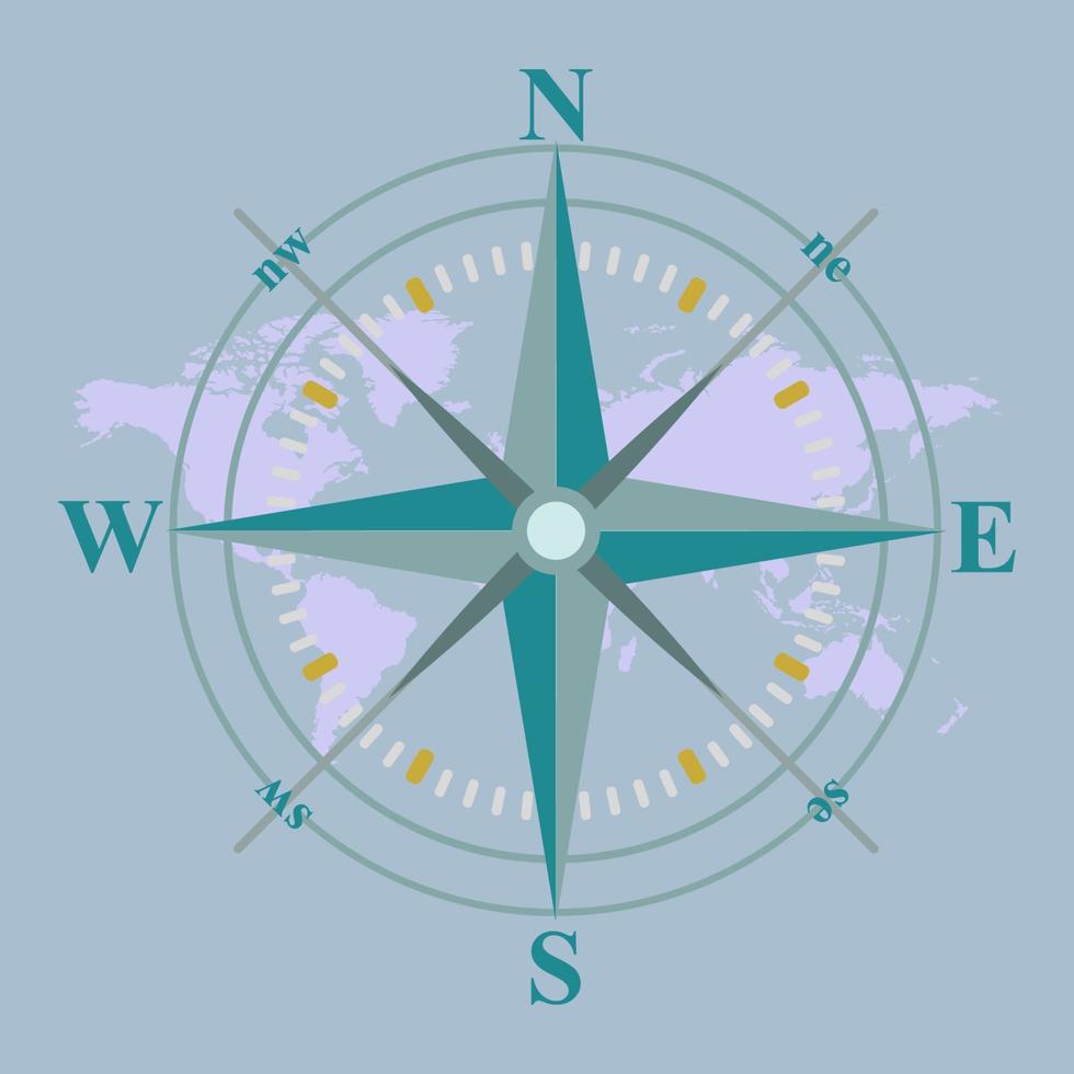 Kompass-Design-Vektor-Illustration mit Karte vektor