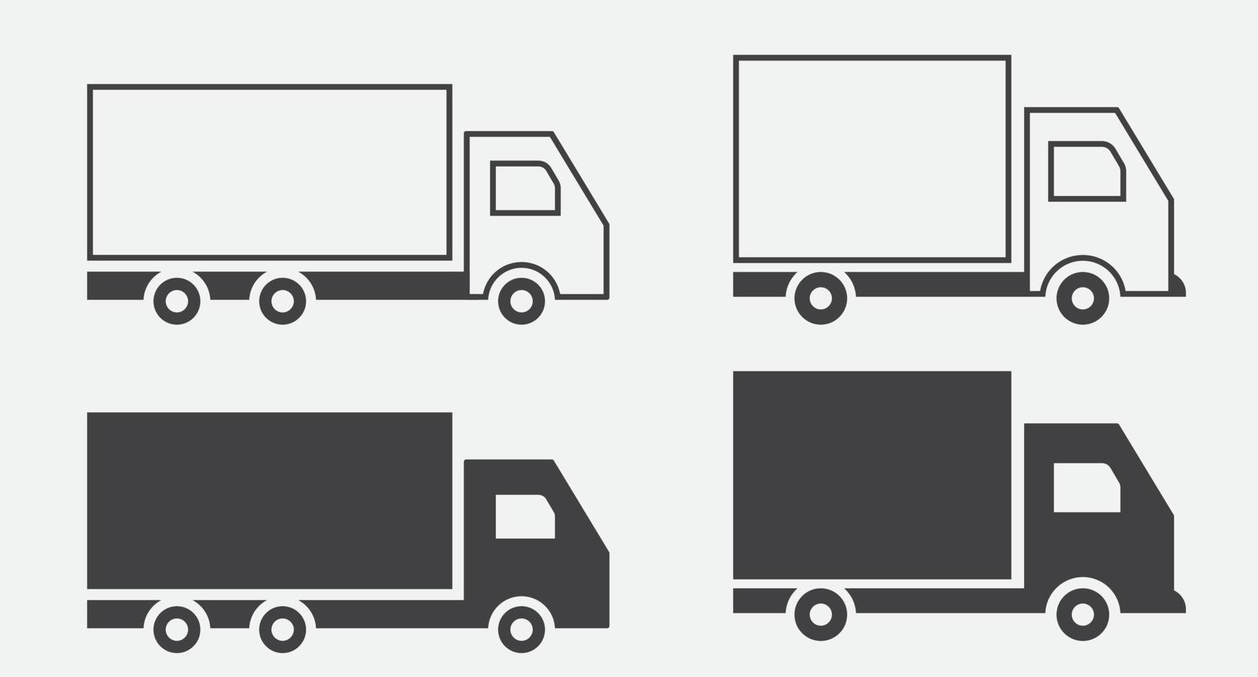 LKW schwarze Vektorsymbole Illustration und Strichzeichnungen auf weißem Hintergrund vektor