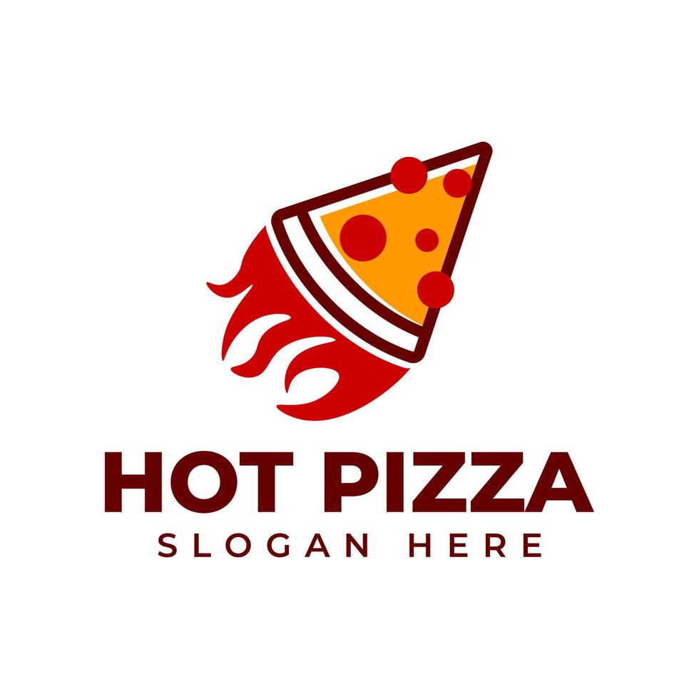 heta pizza skivor logotyp design vektor