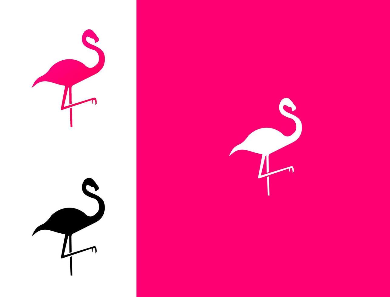 Flamingo-Logo-Silhouette rosa und schwarz weiß für Tierikone oder Firmenmarke vektor