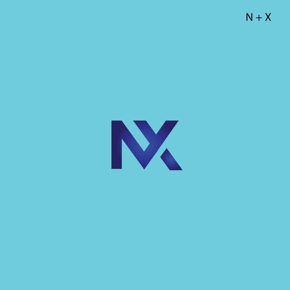 Logo-Darstellung der Kombination der Buchstaben n und x, geeignet für Markenlogos und andere vektor