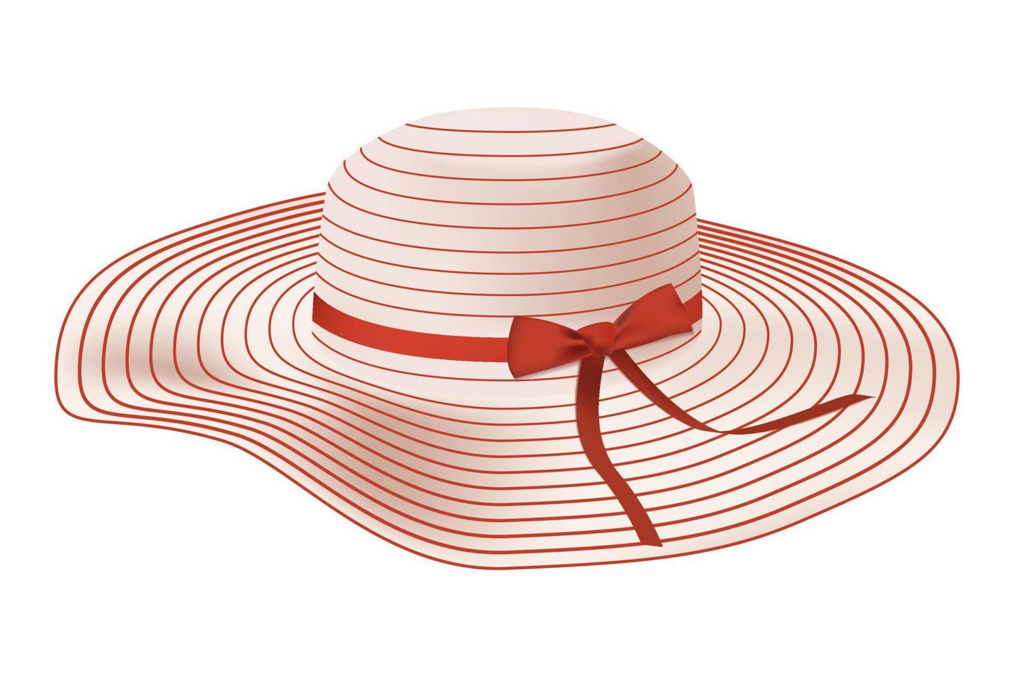 fashionabla strand kvinnlig hatt med röda ränder vektor