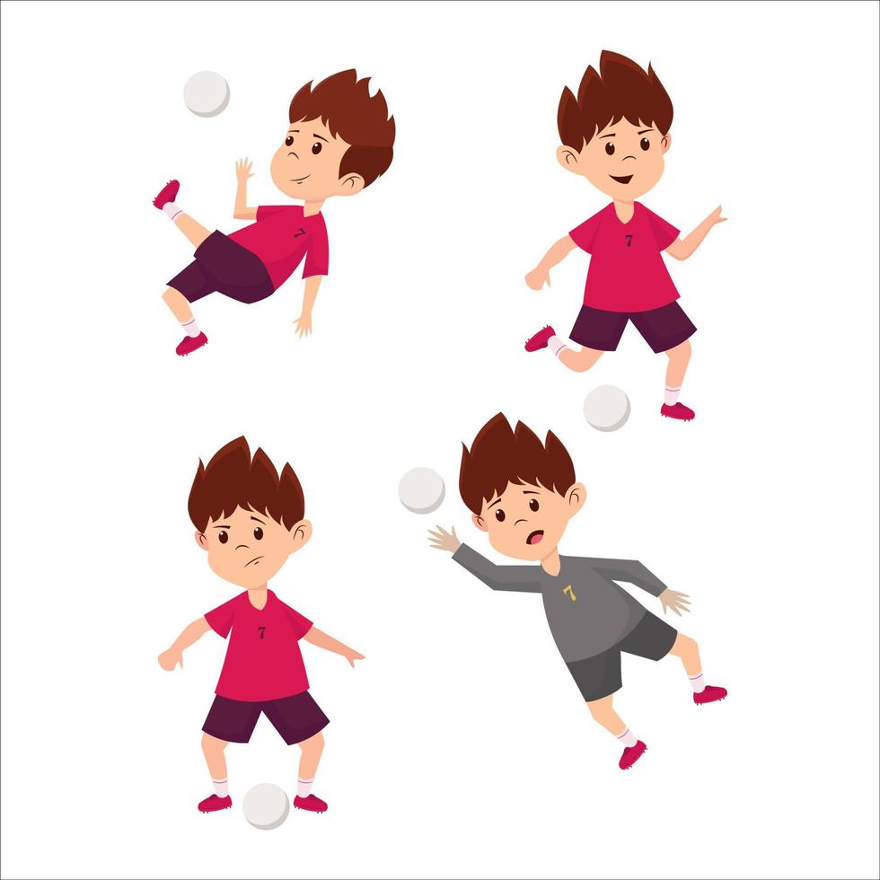 pojke spelar boll platt illustration design vektor