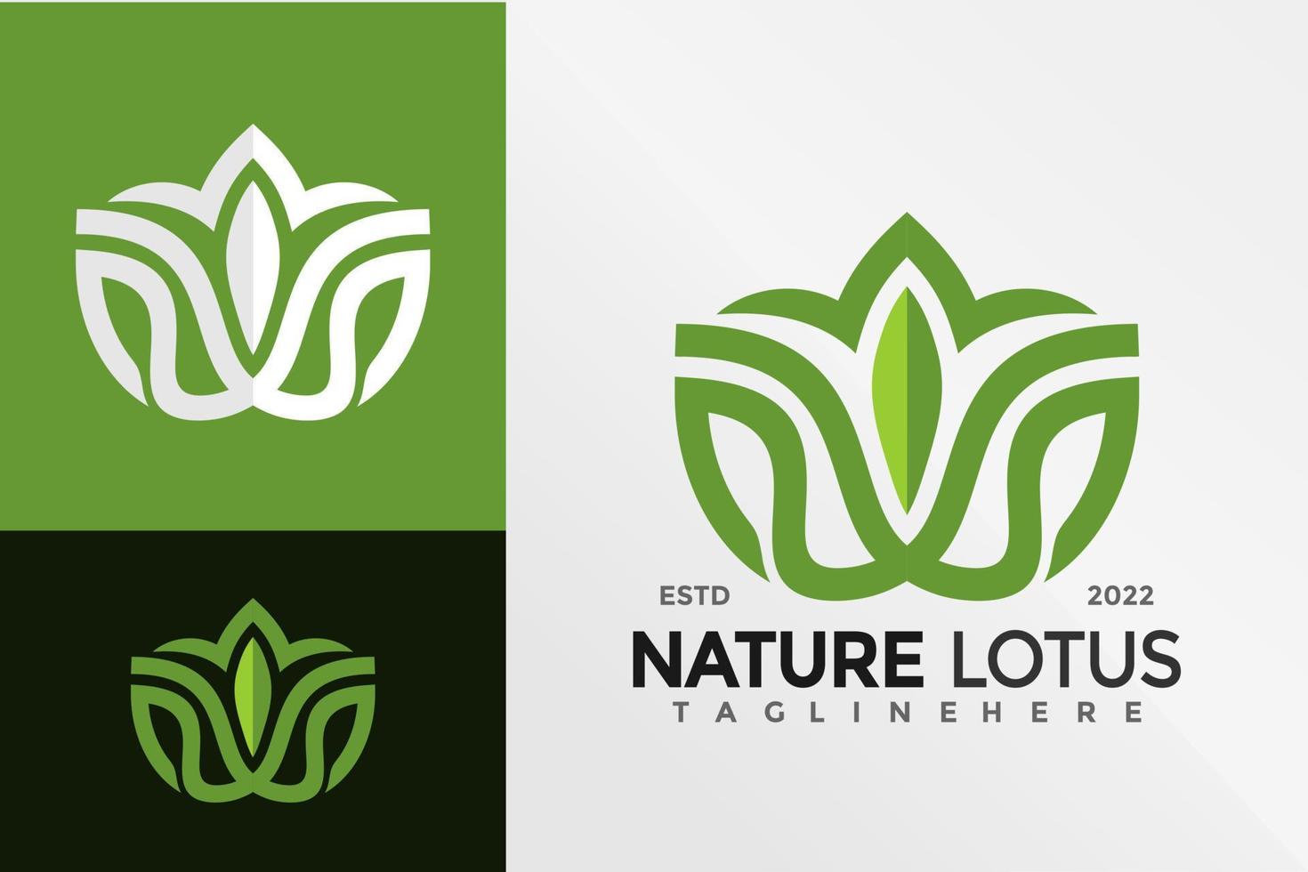 Natur grüne Lotus-Logo-Design-Vektor-Illustration-Vorlage vektor
