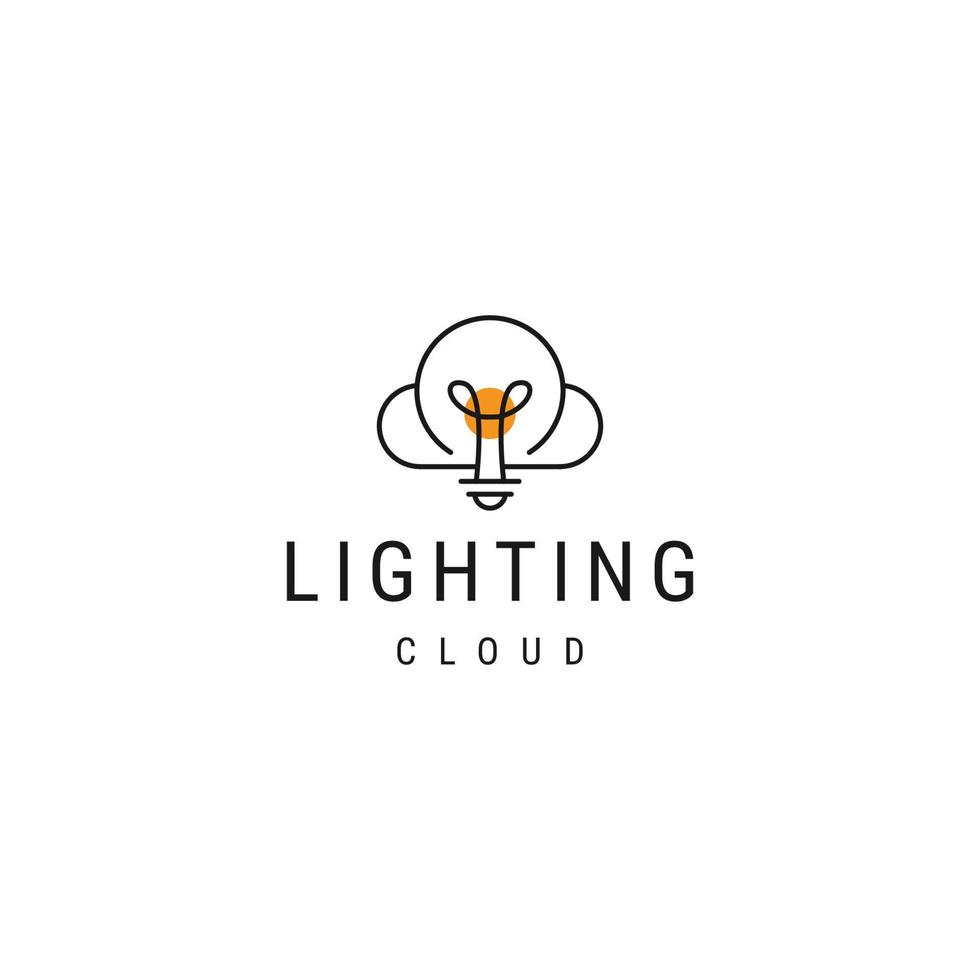 Designvorlage für Glühbirnen und Cloud-Linien-Logo-Symbole vektor