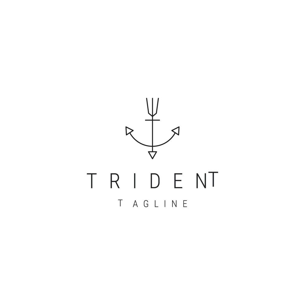 lyxig trident linjekonst logotyp ikon designmall vektor