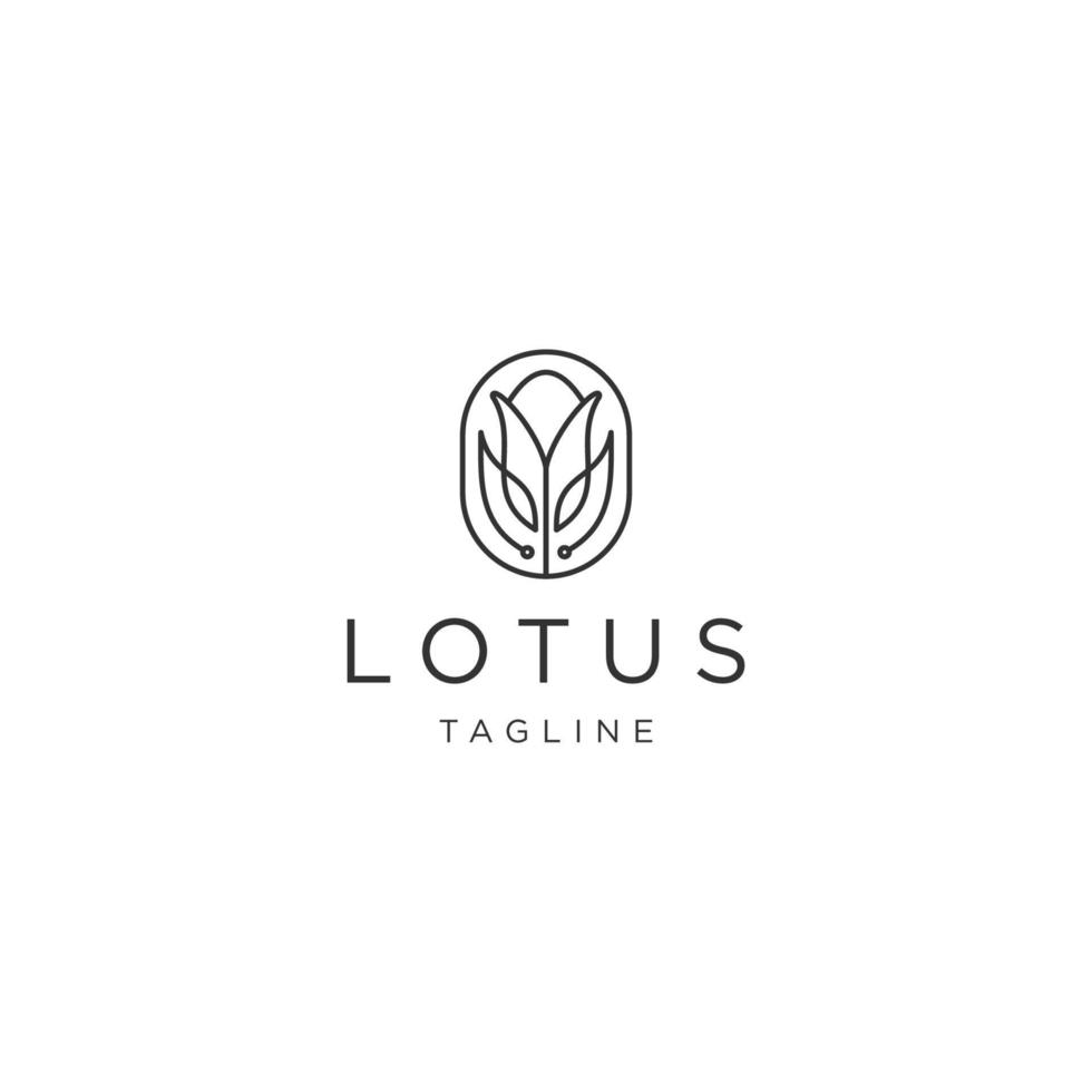 lotusblomma streckkonst logotyp ikon designmall platt vektor