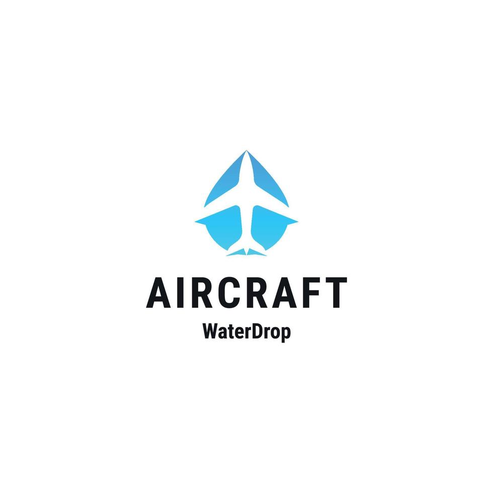 Flugzeug in Form von Wassertropfen Logo Icon Design Vorlage flachen Vektor