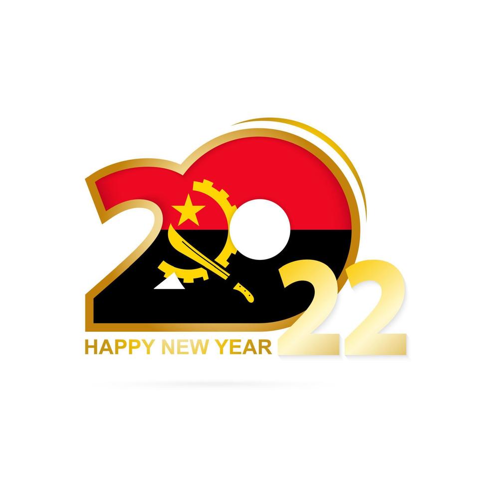 Jahr 2022 mit angolanischem Flaggenmuster. Frohes neues Design. vektor
