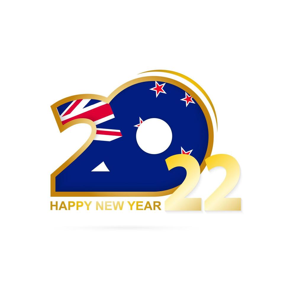 Jahr 2022 mit neuseeländischem Flaggenmuster. Frohes neues Design. vektor
