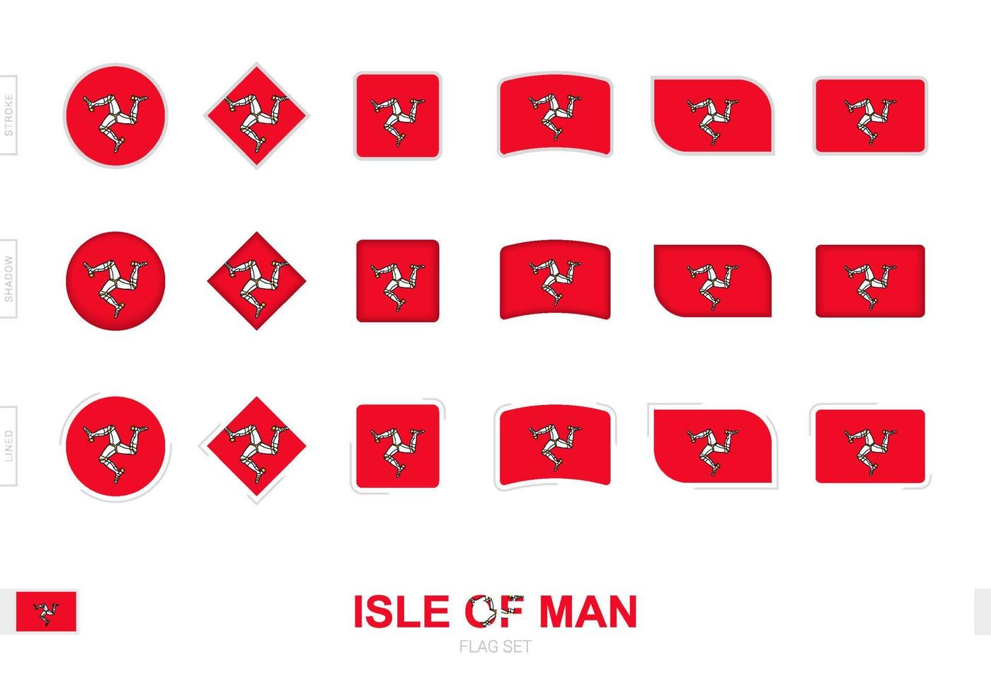 isle of man flagga set, enkla flaggor av isle of man med tre olika effekter. vektor