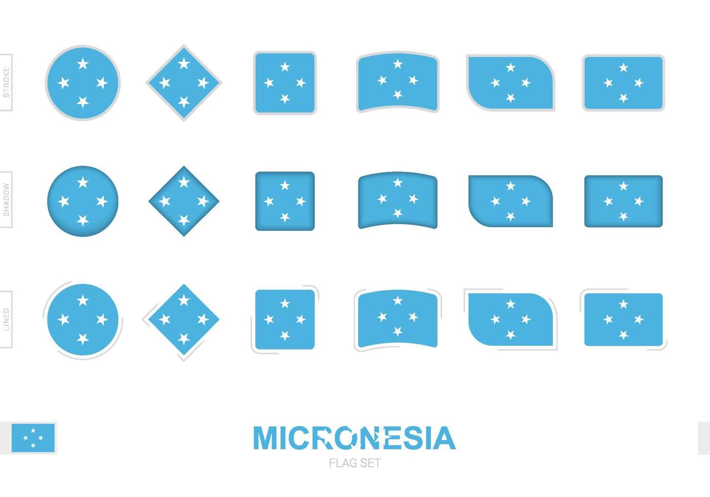 micronesia flag set, enkla mikronesiens flaggor med tre olika effekter. vektor