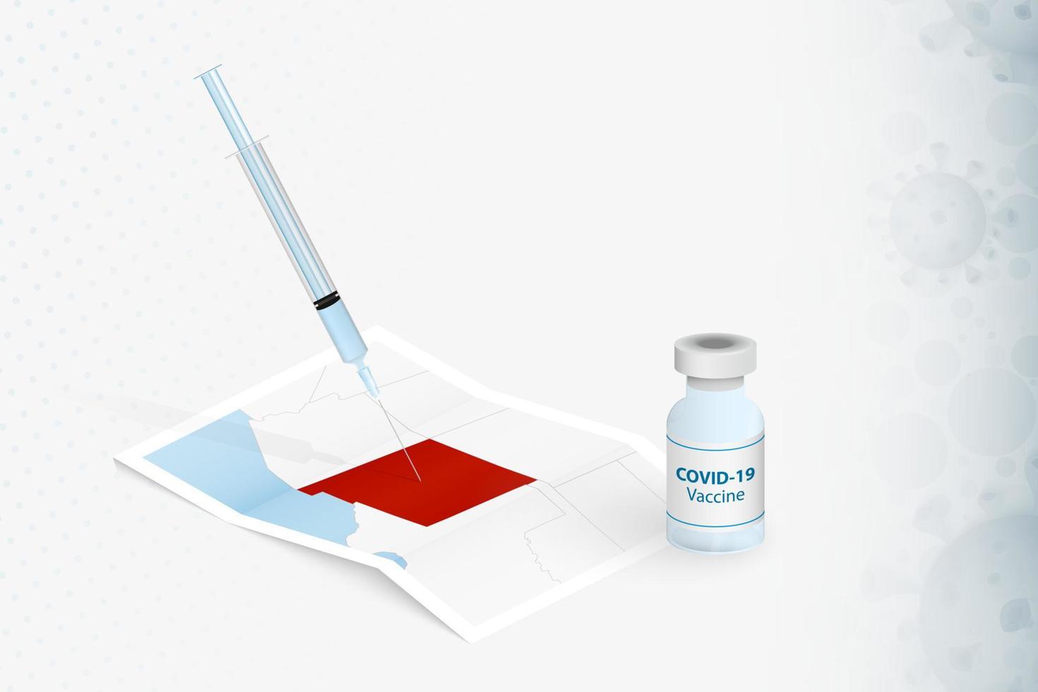 new mexico impfung, injektion mit covid-19-impfstoff in karte von new mexico. vektor