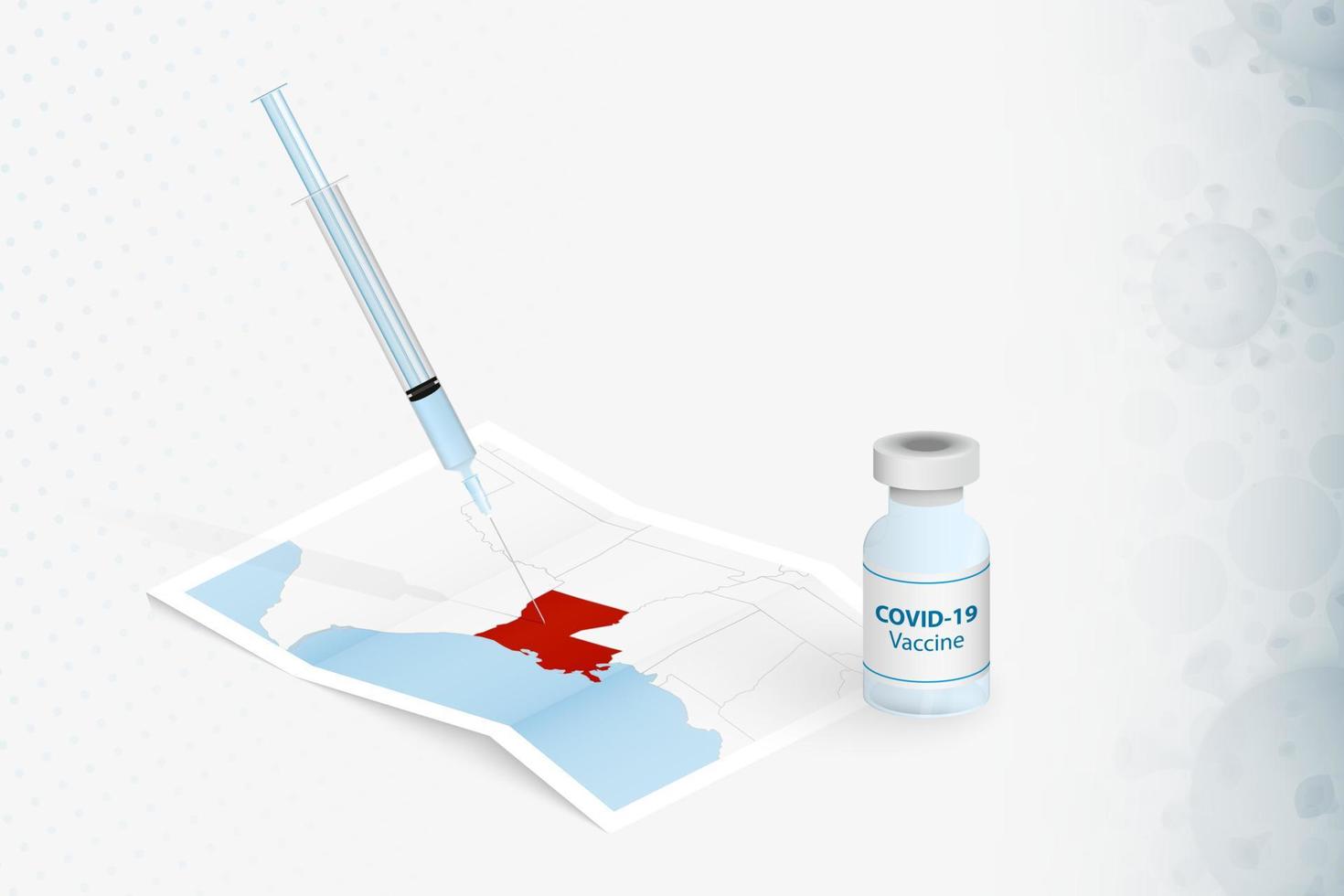 louisiana-vaccination, injektion med covid-19-vaccin i karta över louisiana. vektor