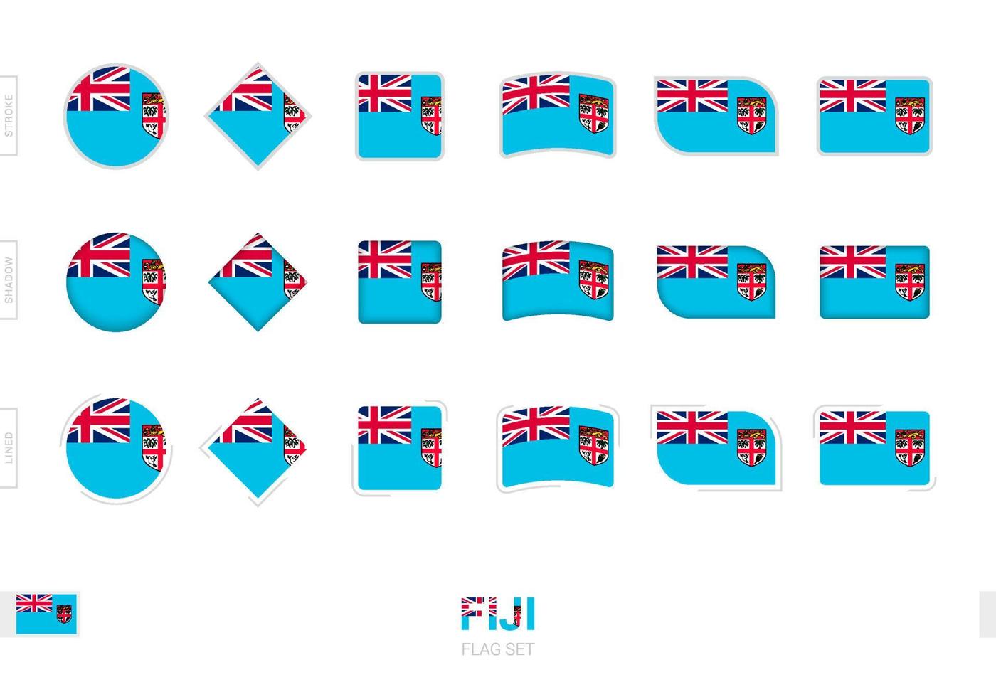 fiji flagg set, enkla flaggor av fiji med tre olika effekter. vektor