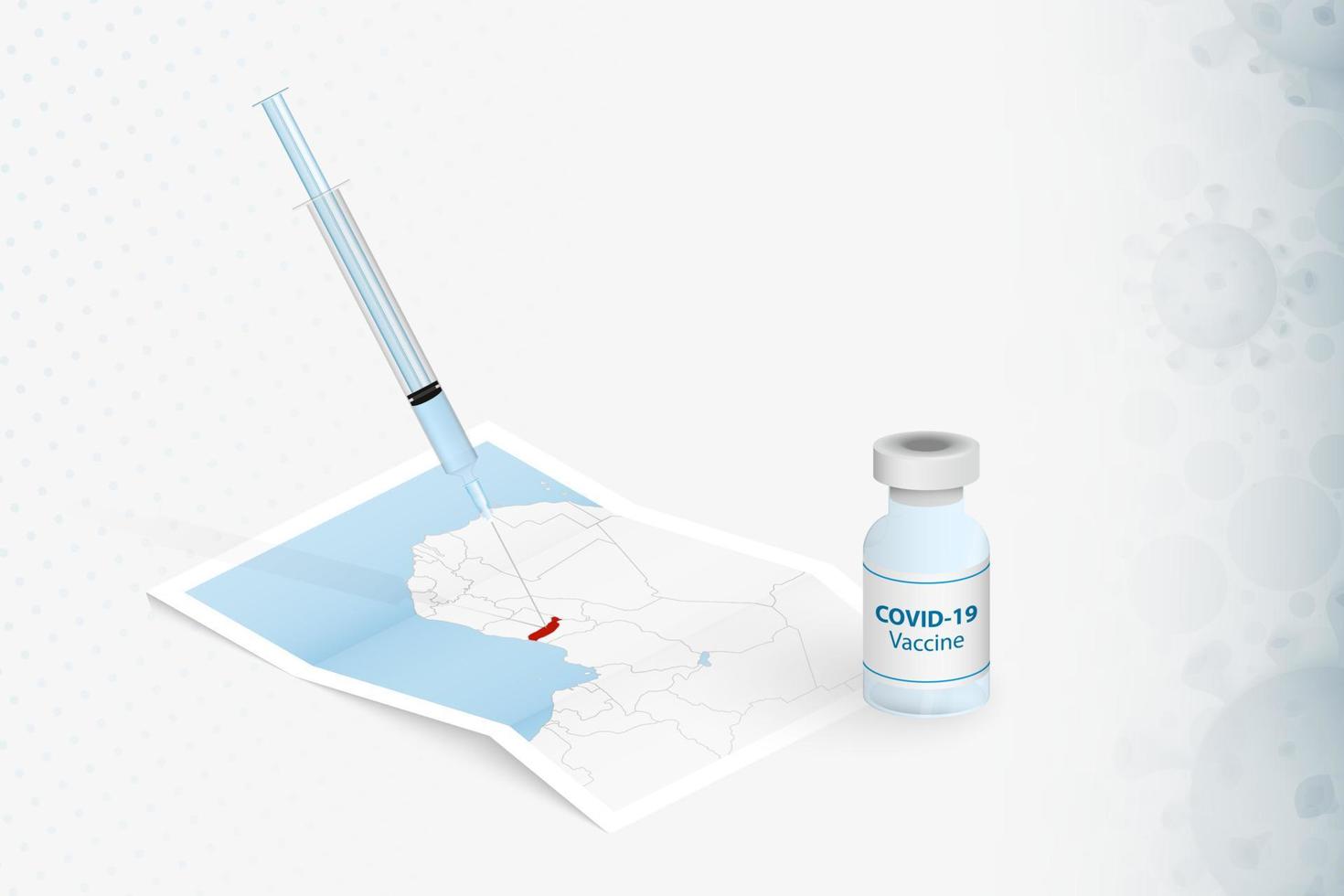 togo-impfung, injektion mit covid-19-impfstoff in karte von togo. vektor