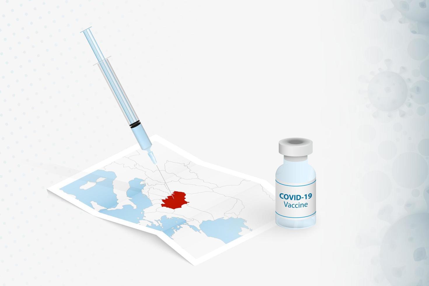 serbien-impfung, injektion mit covid-19-impfstoff auf der karte von serbien. vektor
