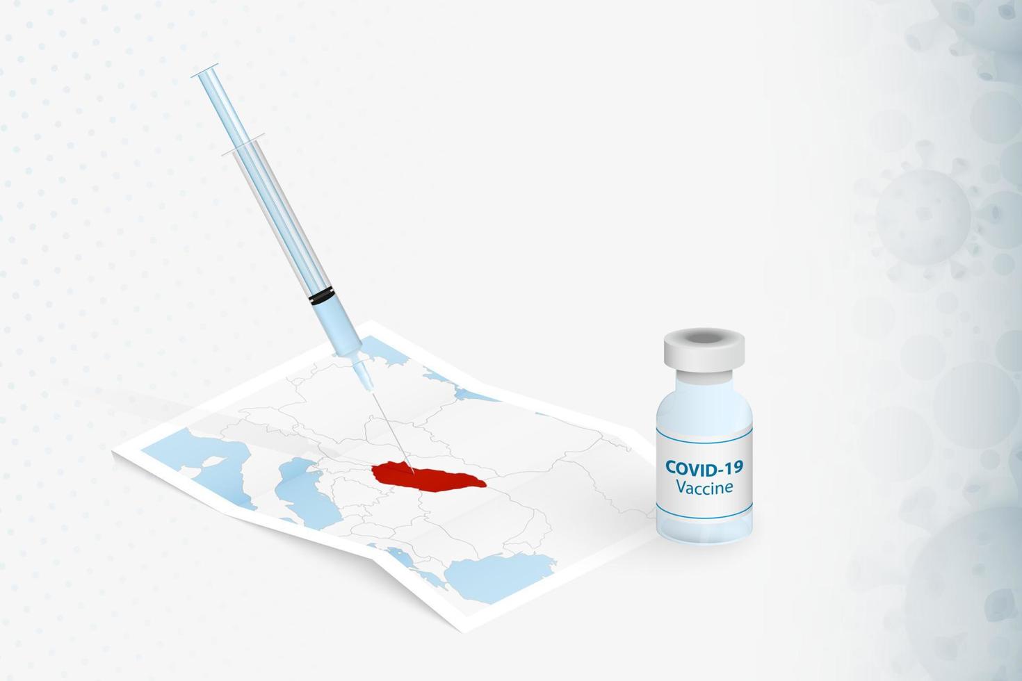 ungarn-impfung, injektion mit covid-19-impfstoff in karte von ungarn. vektor
