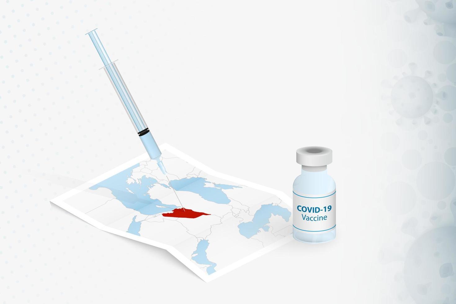 syrienvaccination, injektion med covid-19-vaccin i karta över syrien. vektor