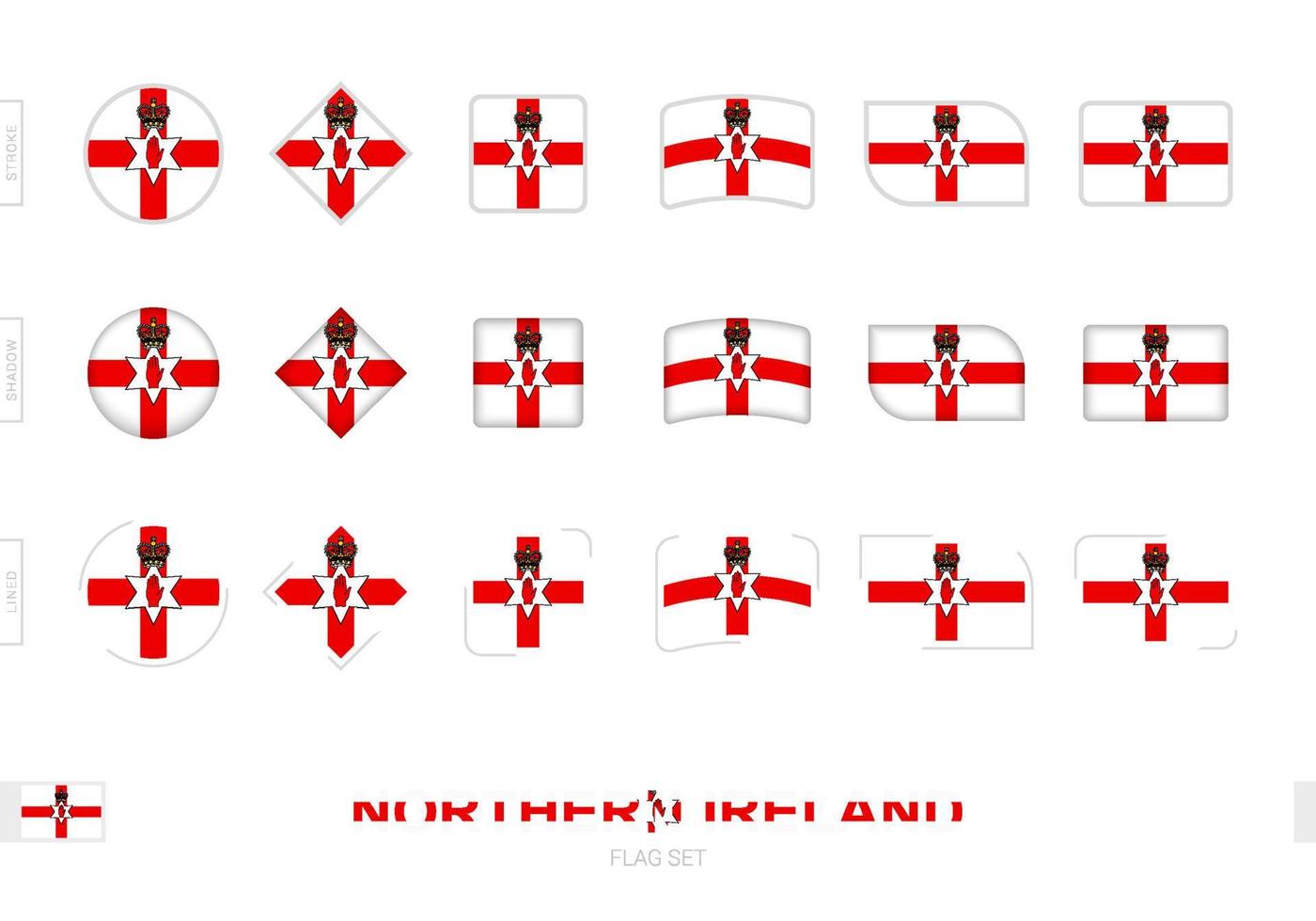 nordirlands flagga set, enkla flaggor från nordirland med tre olika effekter. vektor