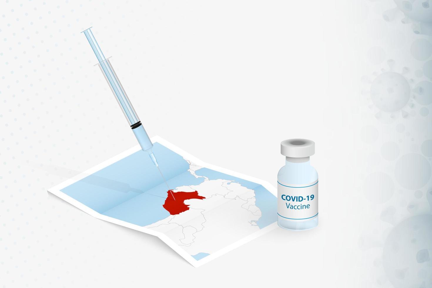 peru-vaccination, injektion med covid-19-vaccin i karta över peru. vektor