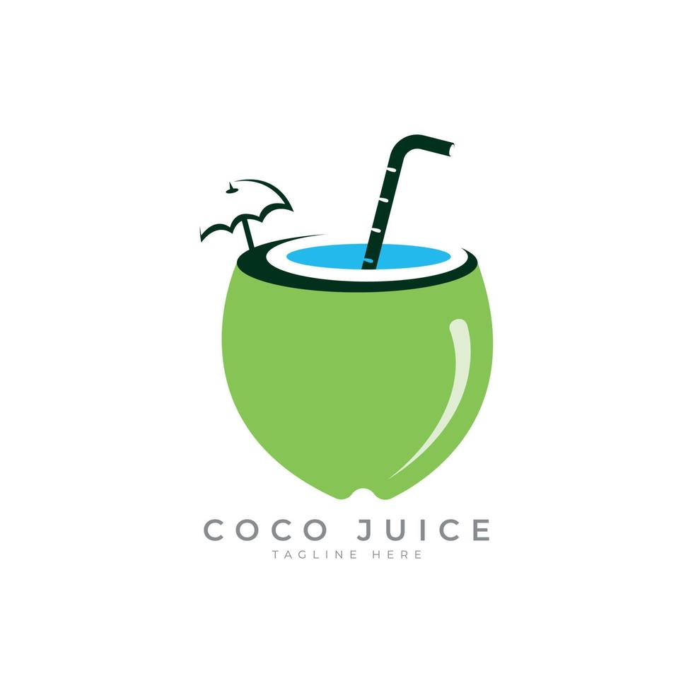 Kokosnusssaft-Logo-Design-Vorlage vektor