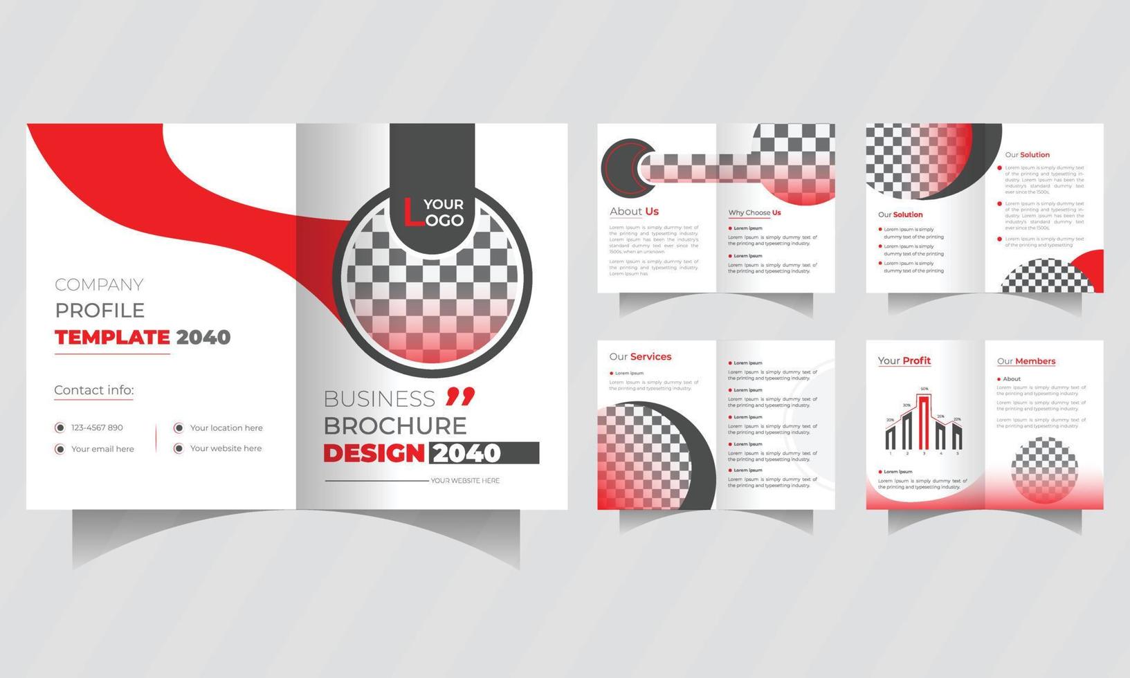 10 sidor broschyrdesign med företagsprofilmall vektor