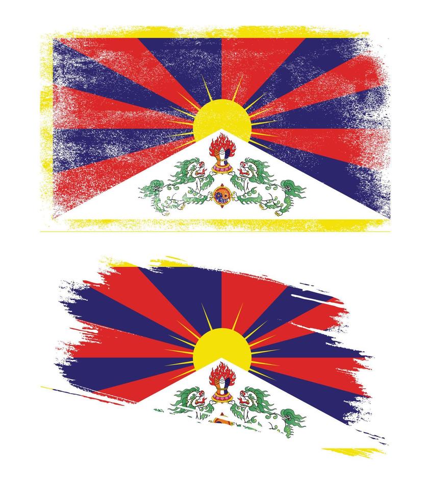 Tibet-Flagge im Grunge-Stil vektor