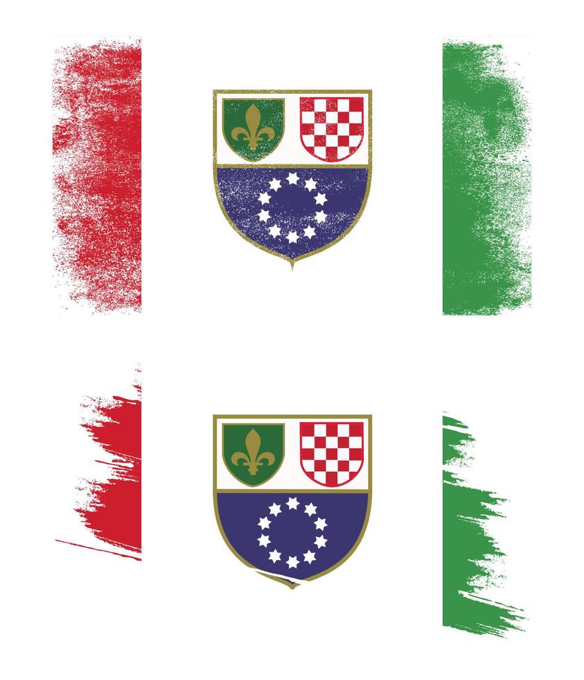 federationen av bosnien och hercegovina flagga i grunge stil vektor