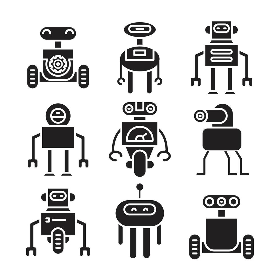 lustige Cartoon-Roboter-Symbole vektor
