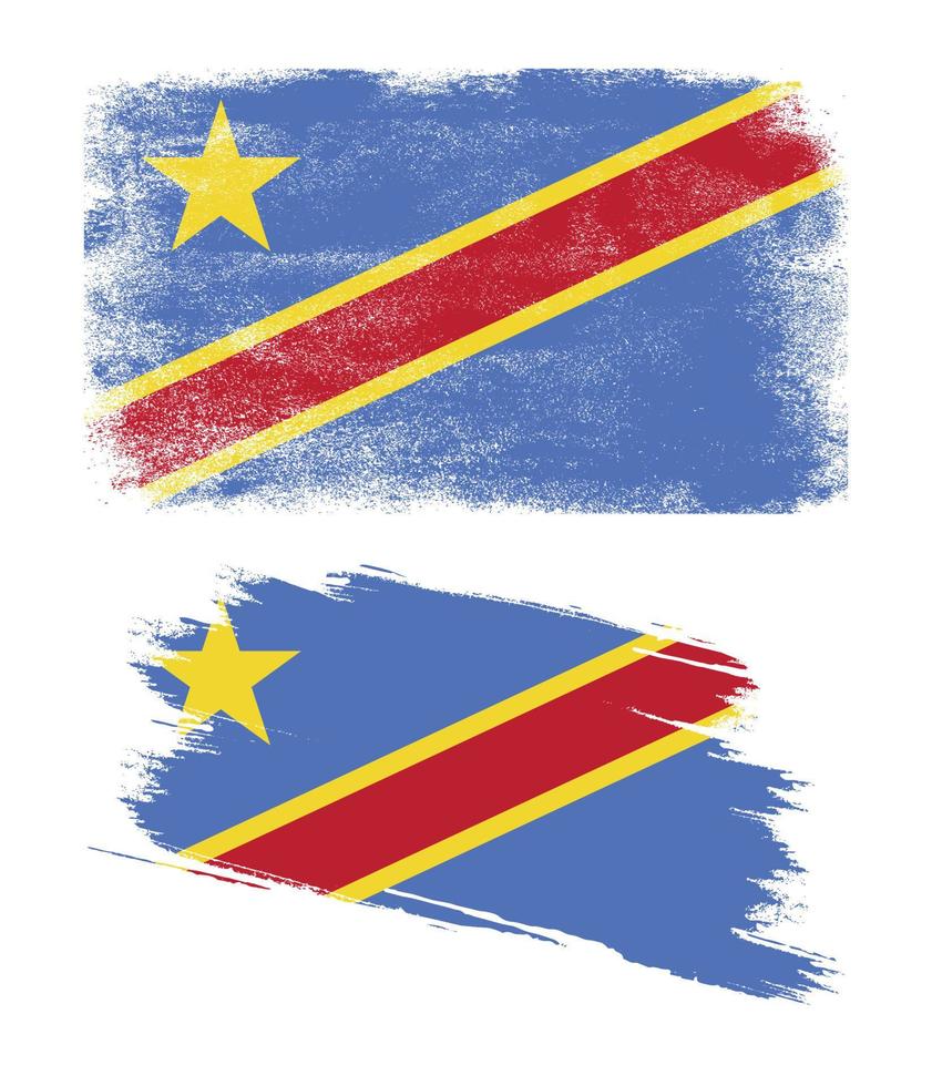 Flagge der demokratischen Republik Kongo mit Grunge-Textur vektor