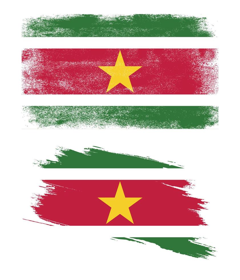 surinam flagga med grunge textur vektor