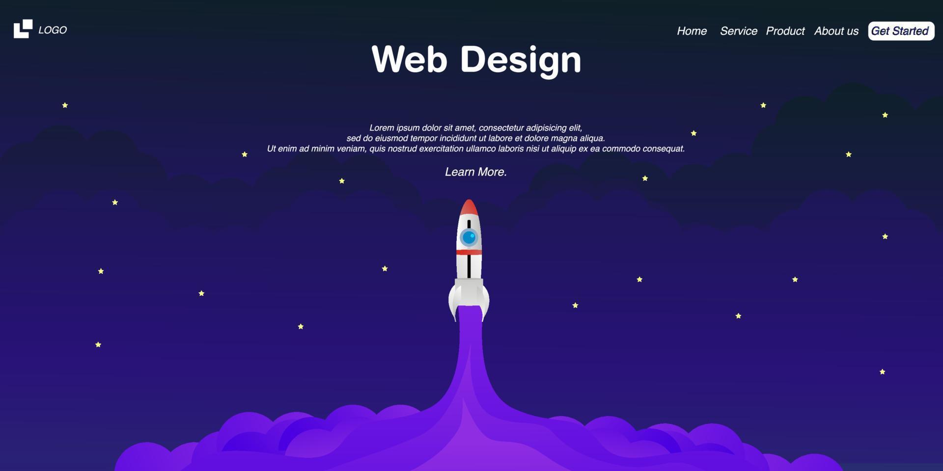 Landing Page für Premium-Vektor-Web zum Thema Weltraum vektor
