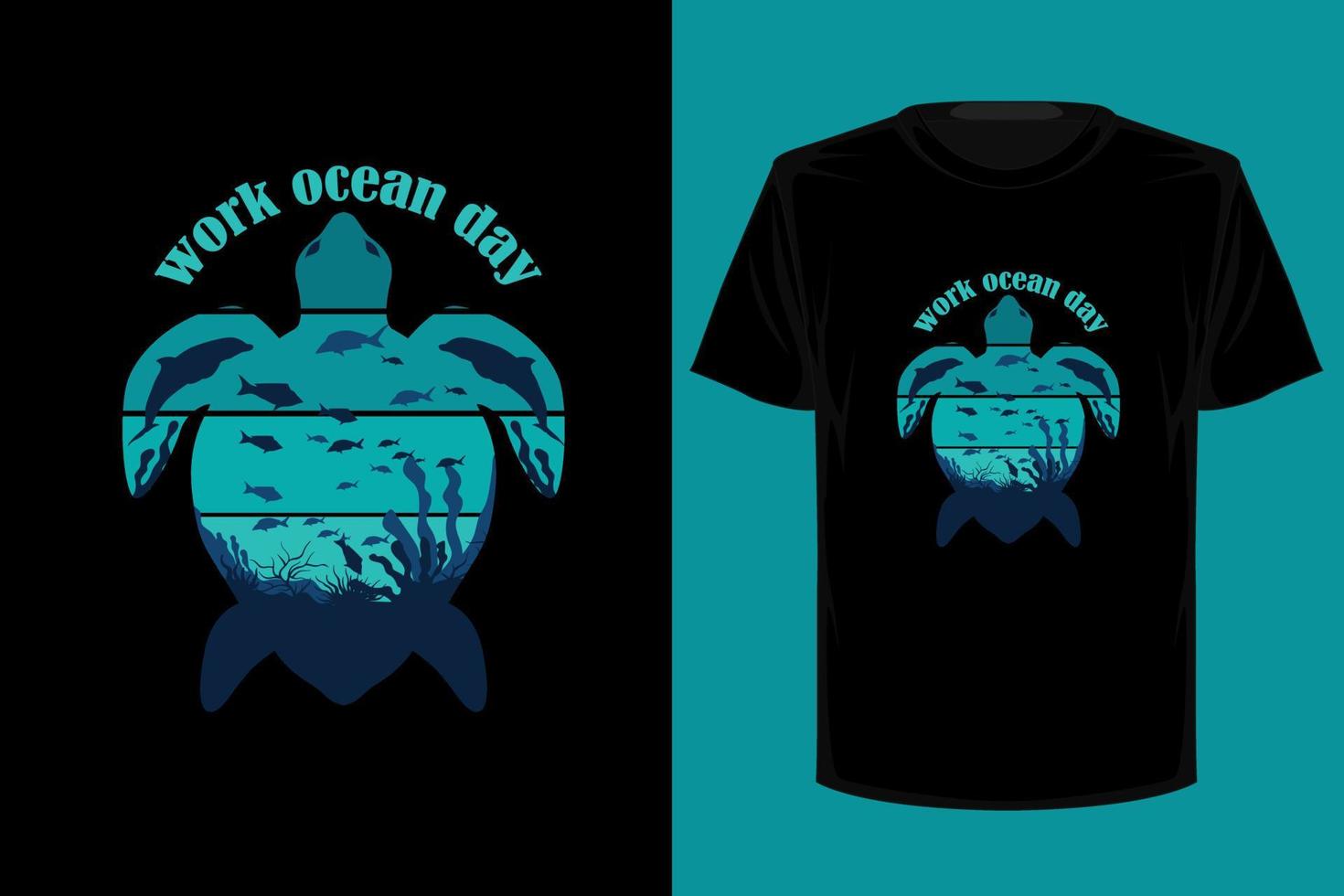 arbete ocean day retro vintage t-shirt design vektor