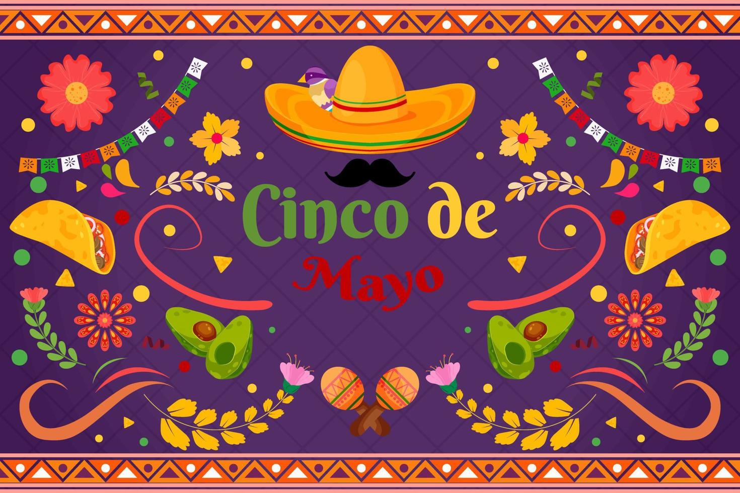 flacher cinco de mayo feierhintergrund vektor