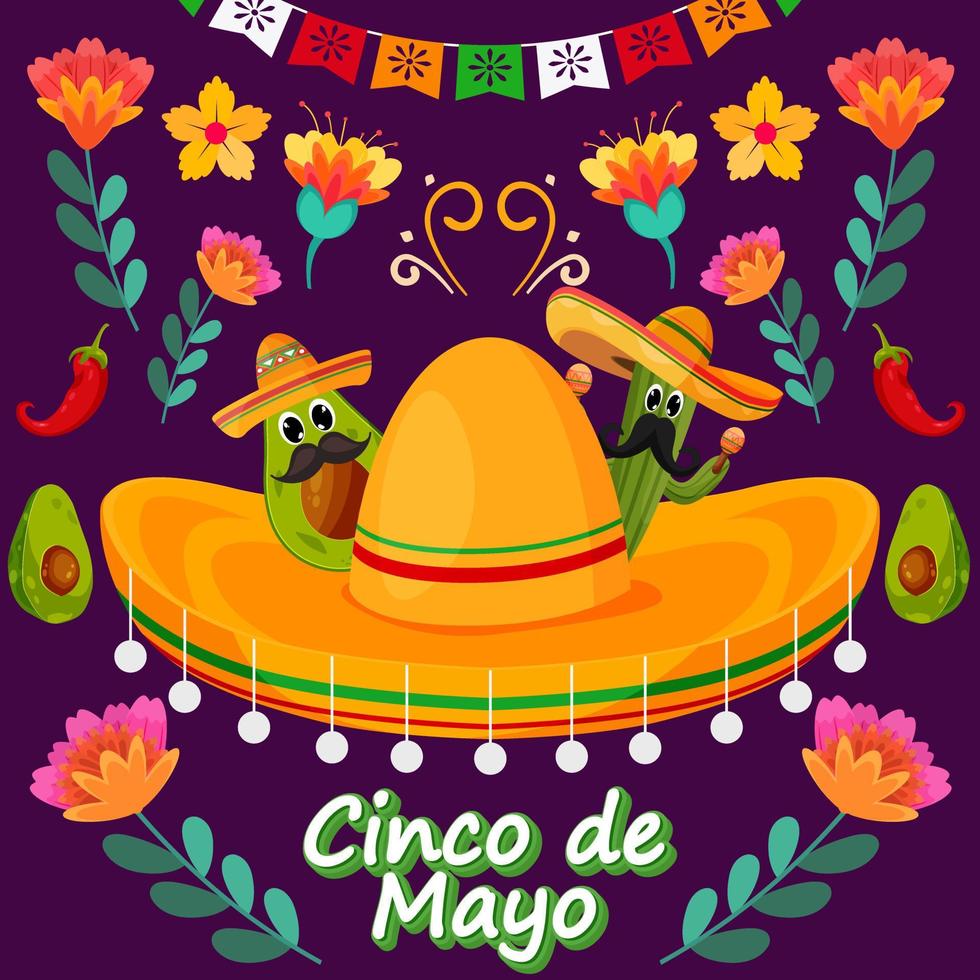 hintergrund flacher cinco de mayo urlaub mit partikelelement vektor