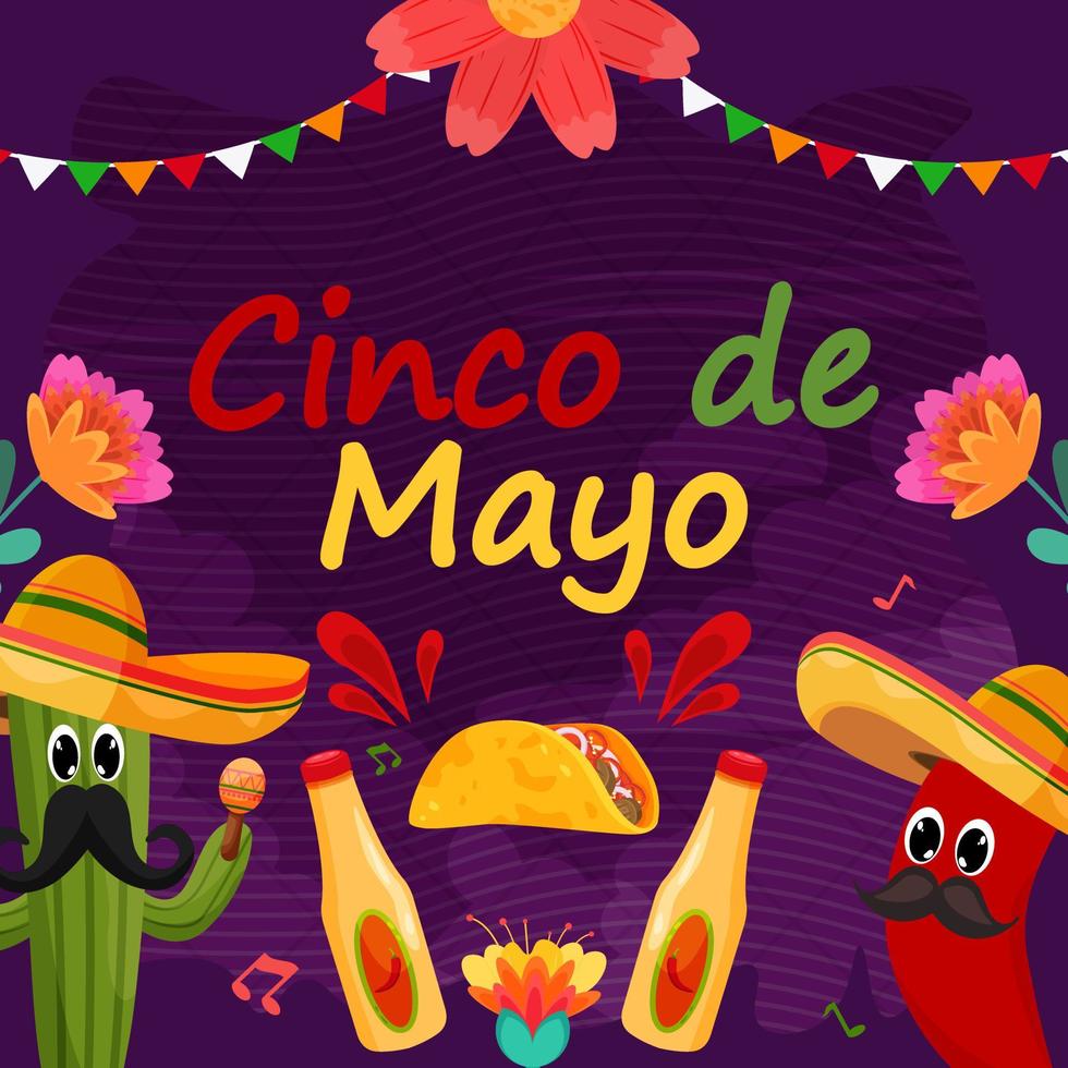 flacher cinco de mayo feiertagsfeierhintergrund vektor