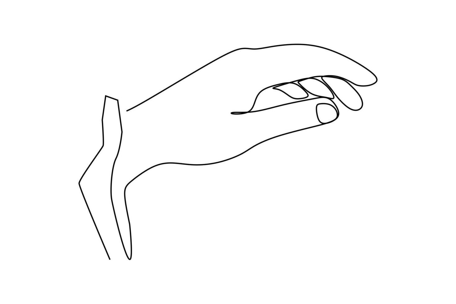 handled handflata gest. olika position på fingrarna. tecken och symbol för handgester. enda kontinuerlig ritningslinje. handritad stil konst doodle isolerad på vit bakgrund vektor