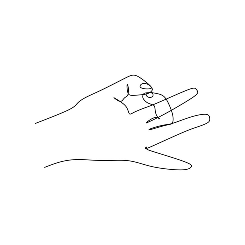Flick-Handgeste, kontinuierliches Liniendesign. Zeichen und Symbol von Handgesten. einzelne durchgehende Zeichenlinie. hand gezeichnetes kunstgekritzel lokalisiert auf weißer hintergrundillustration. vektor