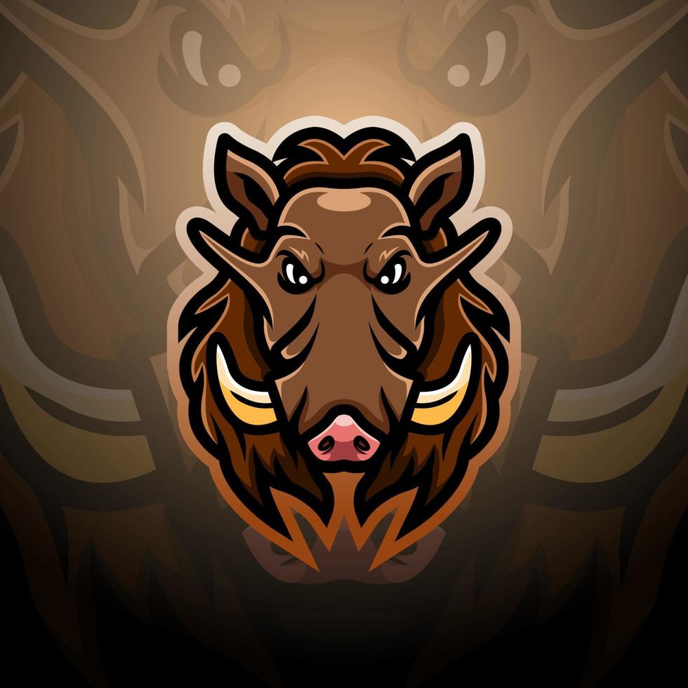 Warzenschwein-Maskottchen-Esport-Logo-Design vektor