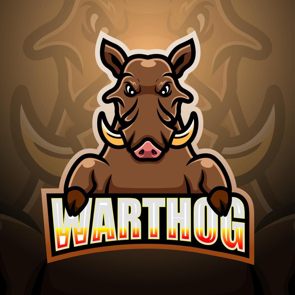 Warzenschwein-Maskottchen-Esport-Logo-Design vektor