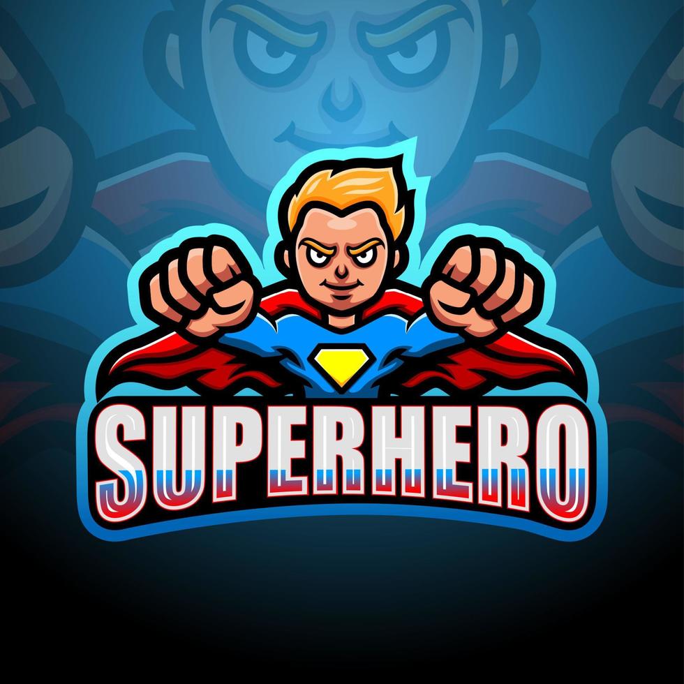 Superhelden-Maskottchen-Esport-Logo-Design vektor