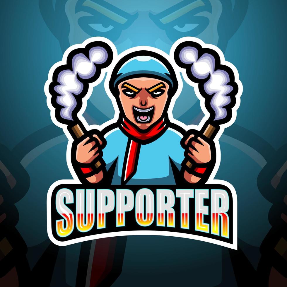 fotboll supporter maskot logotyp design vektor