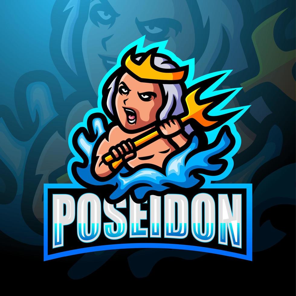 poseidon maskot esport logotypdesign vektor