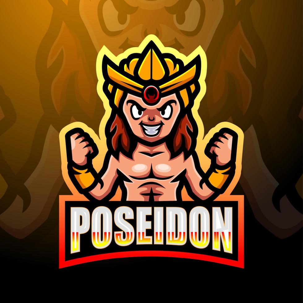 poseidon maskot esport logotypdesign vektor