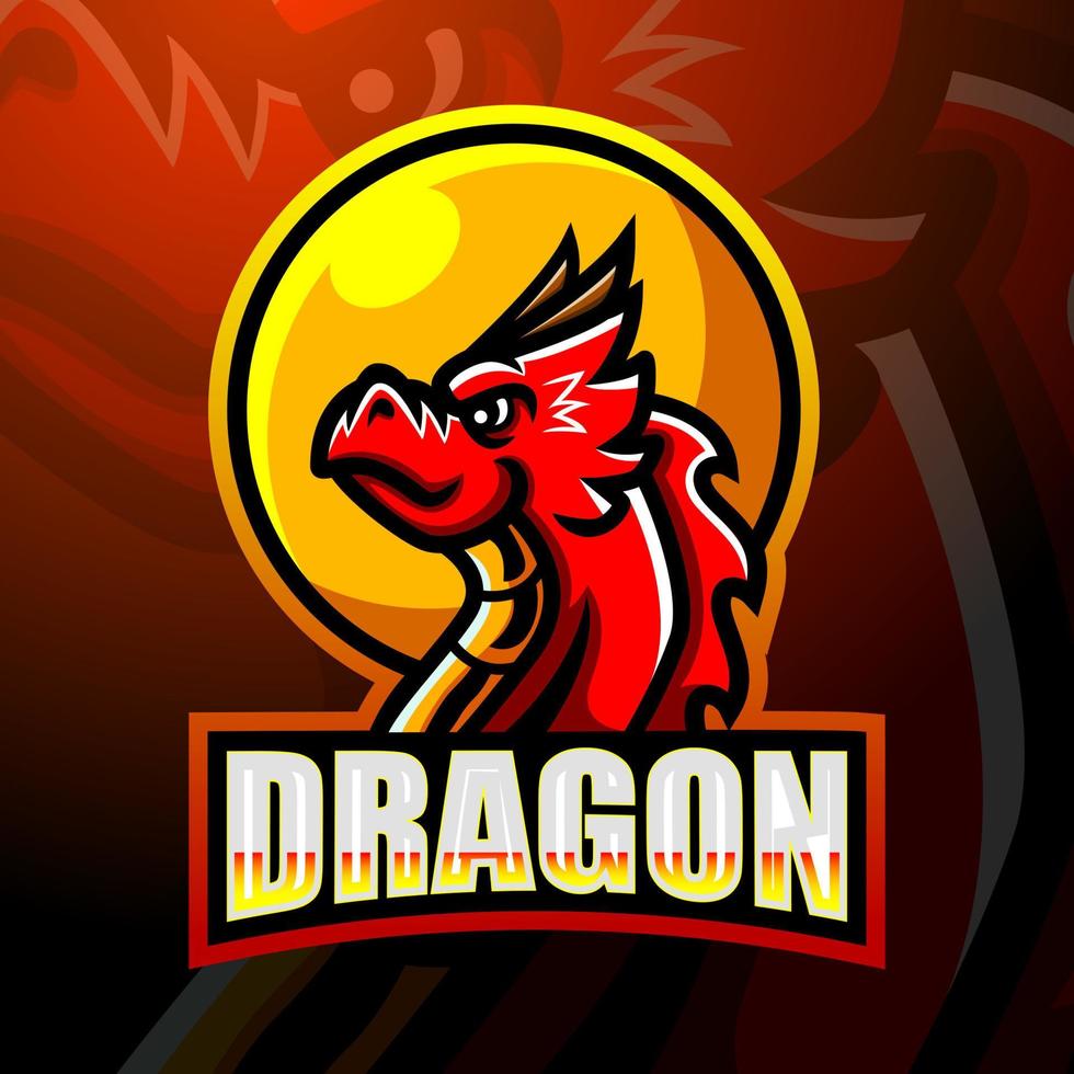 Drachen-Maskottchen-Esport-Logo-Design vektor