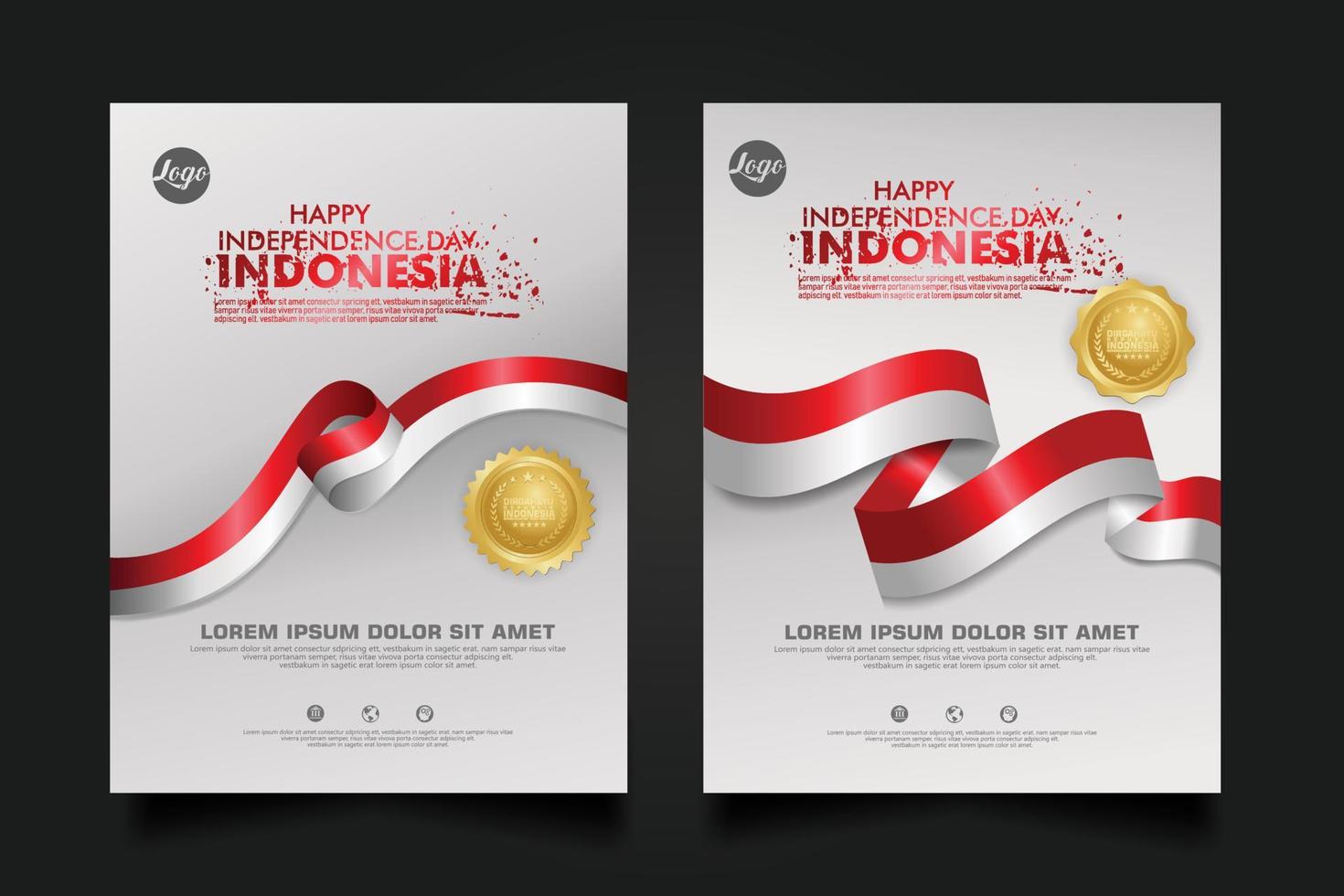 Set Indonesien Happy Independence Day Hintergrundvorlage. vektor